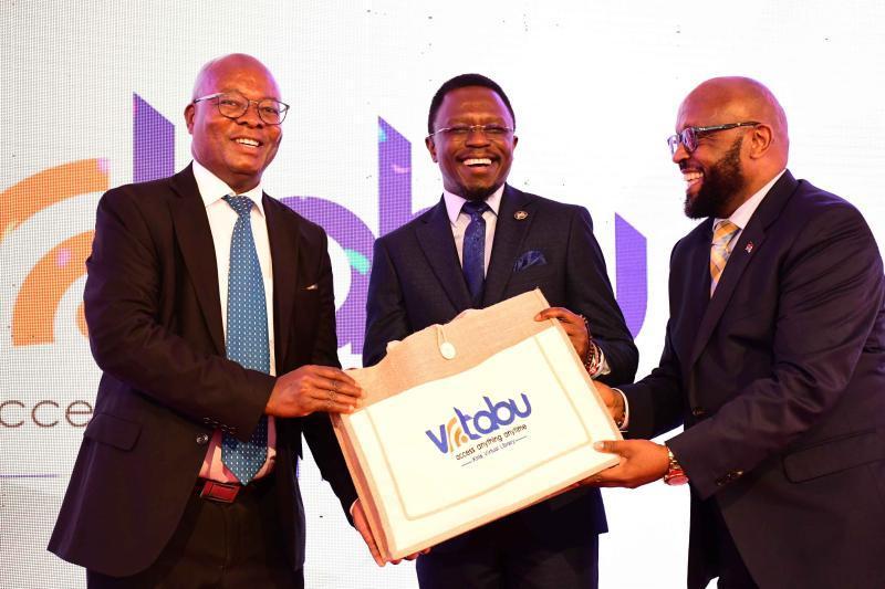 Sports CS Ababu Namwamba during the launch of Kenya’s first virtual library v.tabu.